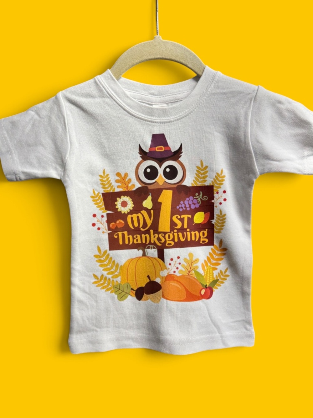 MONAG 2T My 1st Thanksgiving Shirt Toddler Owl Fall 100% Cotton
